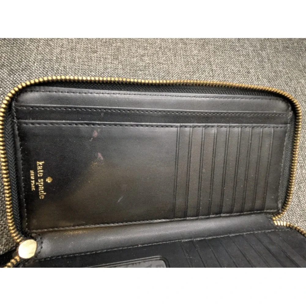 Kate Spade Wallet New York‎ Womens Black Leather Rectangle Classic Zip-Around